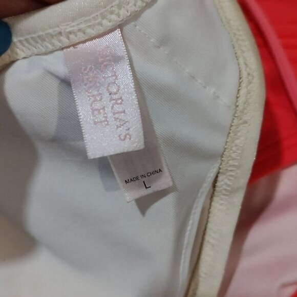 Victoria secret L coral pink sequins beaded bikini - Picture 3 of 4